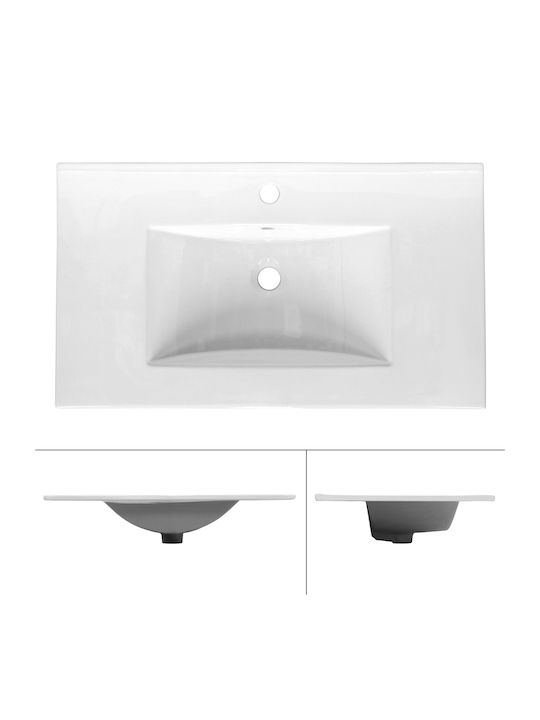 ECD Germany Încorporat / Deasupra Blatului Chiuvetă Ceramică 81x46.5x17.5cm Alb