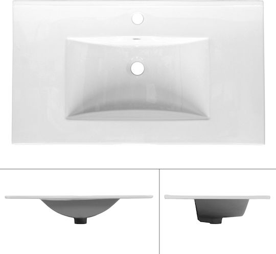 ECD Germany Încorporat / Deasupra Blatului Chiuvetă Ceramică 81x46.5x17.5cm Alb