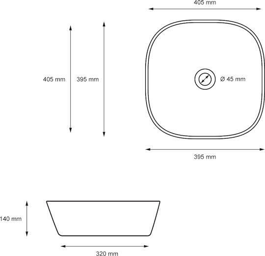 ECD Germany Countertop Sink Ceramic 40.5x40.5x14cm White