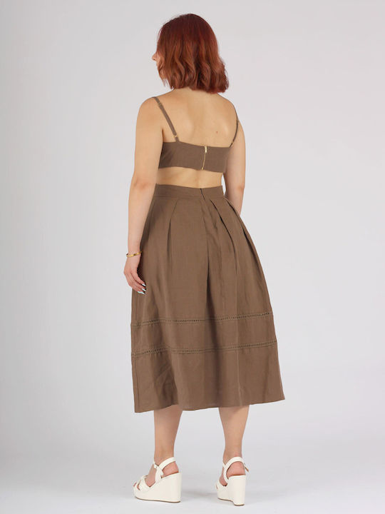 Bellino Summer Midi Dress Brown