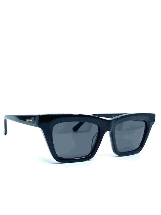 The Glass of Brixton Women's Sunglasses with Black Acetate Frame and Gray Lenses BS210 00