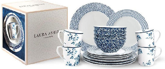 Laura Ashley Alb Porțelan Set de Vase 16buc