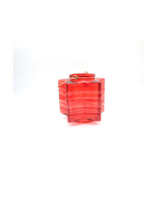 blokker Christmas Glass Red Candlestick 17x17cm