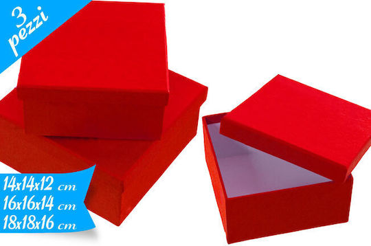 General Trade Paper Box for Gift Red 3pcs