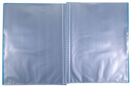 Officenet Clipboard Flexible with 20 plastic sleeves Slides for Paper A4 Light Blue 1pcs