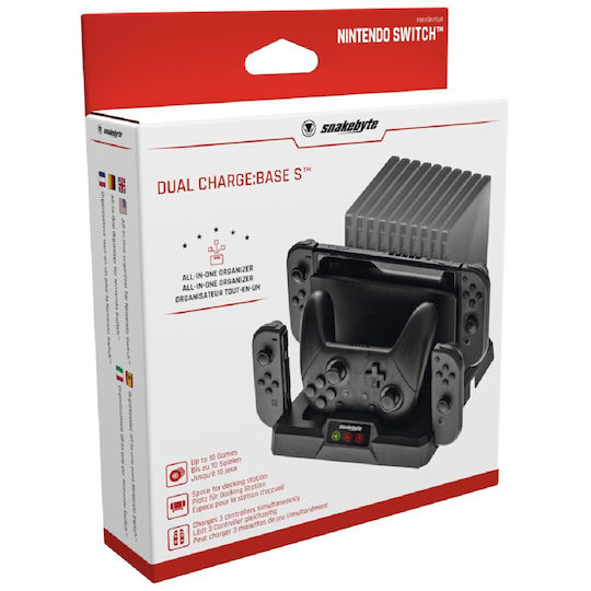 Snakebyte Dual Charge:Base S Βάση για 2 χειριστήρια Switch Μαύρη SB916915