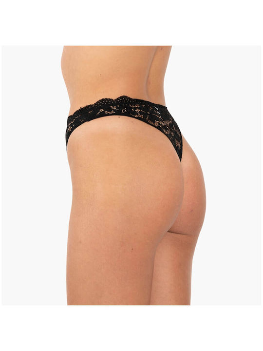 A.A UNDERWEAR High-waisted Women's String with Lace Burgundy