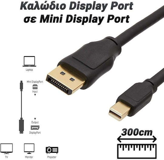 Kabel DisplayPort-Stecker - Mini-DisplayPort-Stecker 3m Schwarz (0423.005)