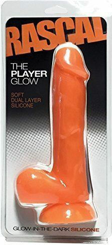 Rascal The Player двоен слой Реалистично дилдо с Топки и Вендуза Glow Orange 17см