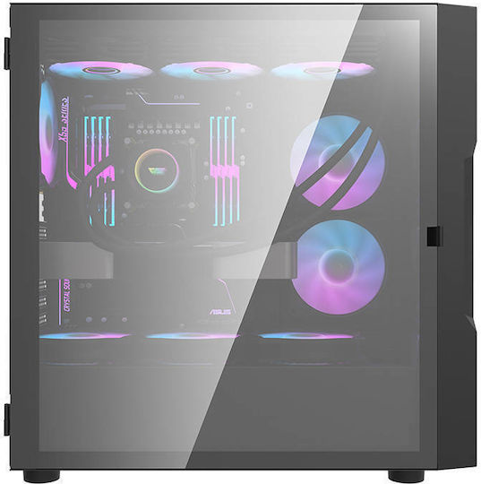 Darkflash DK431 Glass & 4 Fans Gaming Midi Tower Κουτί Υπολογιστή με Πλαϊνό Παράθυρο Μαύρο