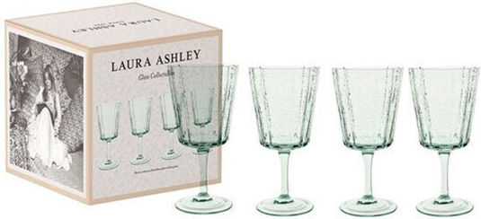 Laura Ashley Set of Green Glass Red Wine Glasses 380ml 4 Pieces