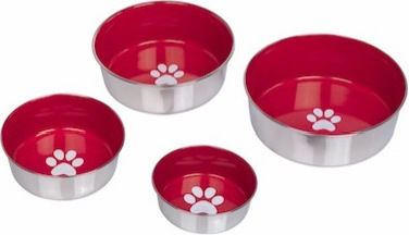 Nobby Heavy Paw Bol Oțel Inoxidabil pentru Mâncare și Apă pentru Câine și Pisică 900ml în Culoare Roșie