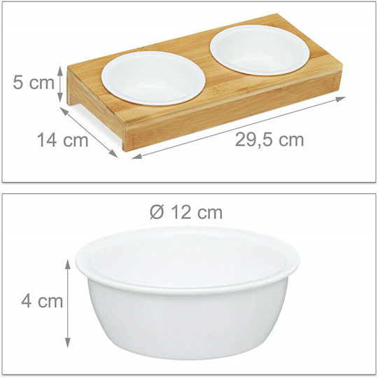 Relaxdays Ceramică Bol Mâncare & Apă pentru Câine & Pisică pe Bază 200ml în Culoare Alb