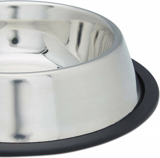Relaxdays Stainless Steel Bowl Food & Water for Dog & Cat 500ml 30cm in Silver Color 2pcs