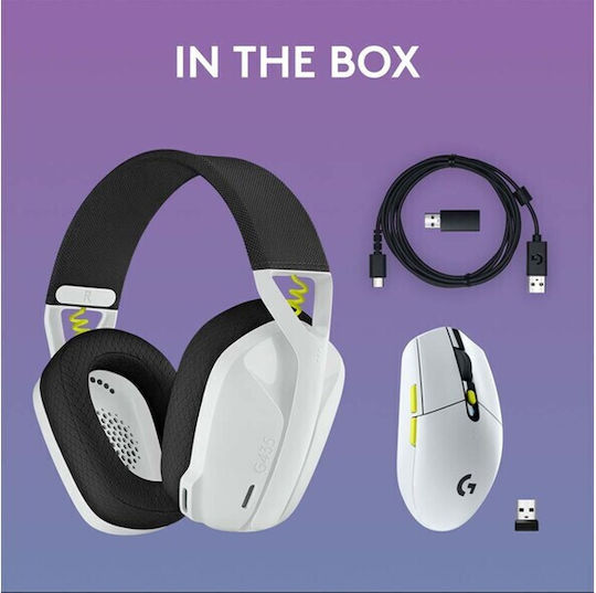 Logitech Wireless Combo G435 & G305 Over Ear Gaming Headset με σύνδεση Bluetooth / USB White/Lime