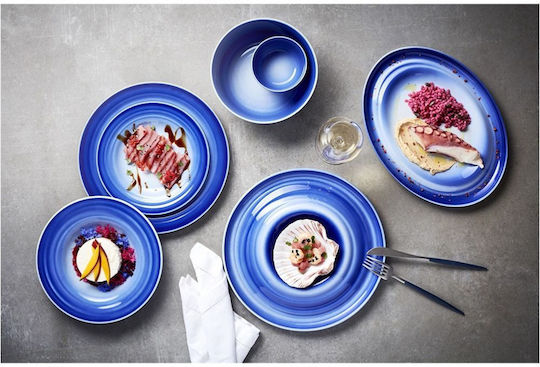 Costa Verde Plate Shallow made of Porcelain Blue with Diameter 30cm 6pcs