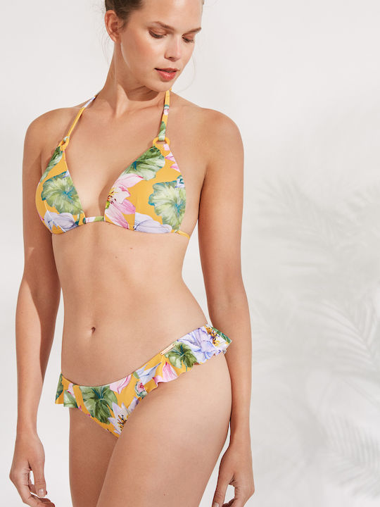 Bikini Triangle B Cup With Padding Floral Yellow