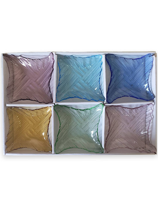 Joli Plate Desert Square Glass Multicolour 10x10cm 6pcs