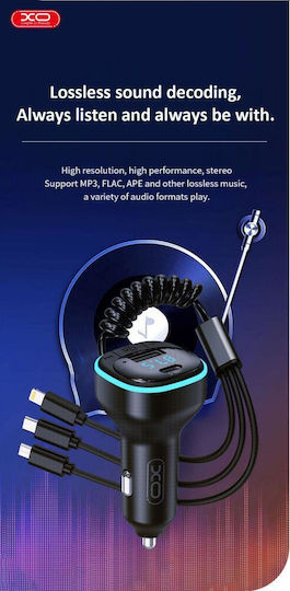 XO FM Transmitter Αυτοκινήτου BCC07 Smart με Bluetooth / Type-C / USB