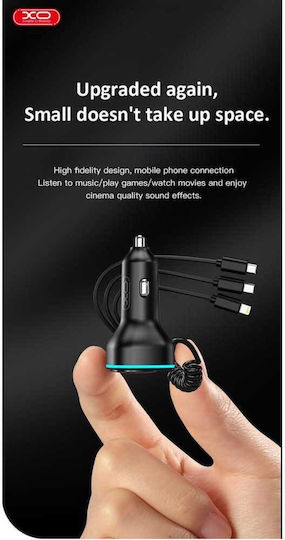 XO FM Transmitter Αυτοκινήτου BCC07 Smart με Bluetooth / Type-C / USB