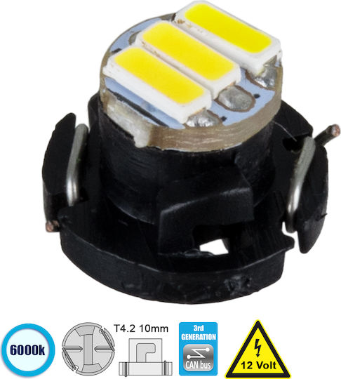 GloboStar Λάμπα Αυτοκινήτου T4/T4.2 LED 6000K Ψυχρό Λευκό 12V 0.6W 1τμχ