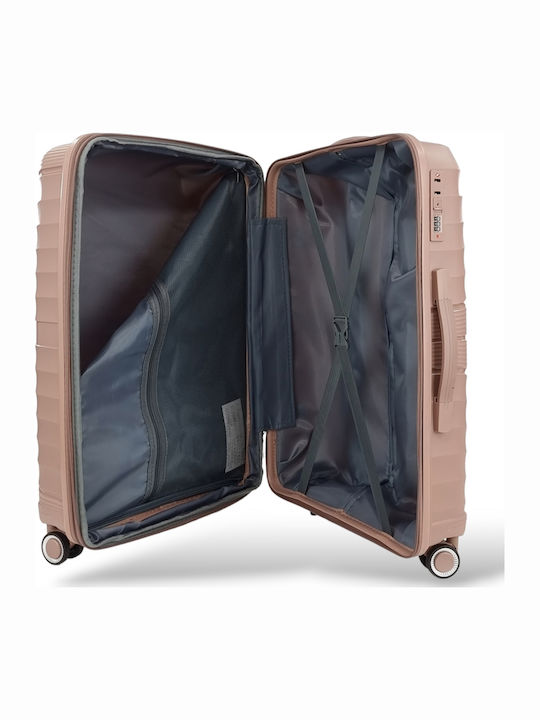 Playbags Valiză de Călătorie Medie Dura Roz cu 4 Roți Înălțime 65cm