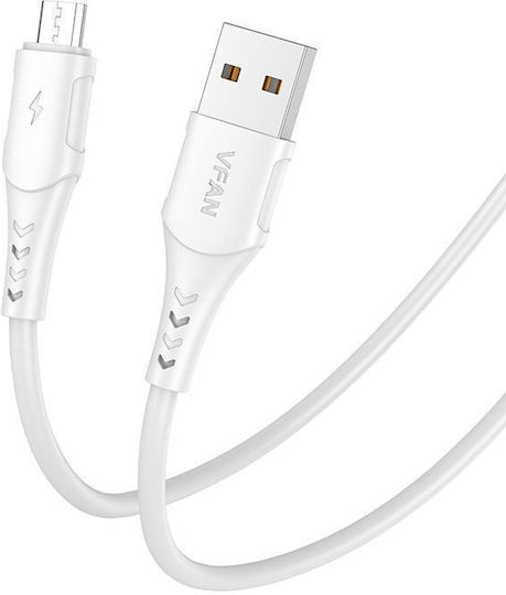 Vipfan Colorful X12 Regular USB 2.0 to micro USB Cable Λευκό 1m