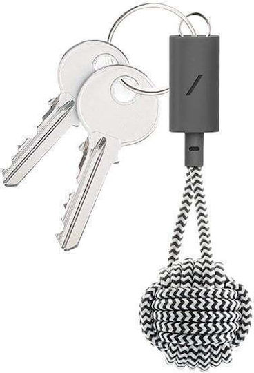 Native Union Key Braided / Keychain USB-C to Lightning Cable Γκρι 0.15m Zebra