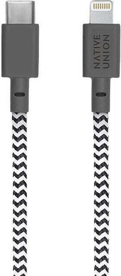 Native Union Key Braided / Keychain USB-C to Lightning Cable Γκρι 0.15m Zebra