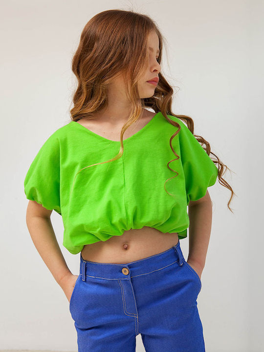 Alice Crop Top pentru copii Cu mâneci scurte Verde