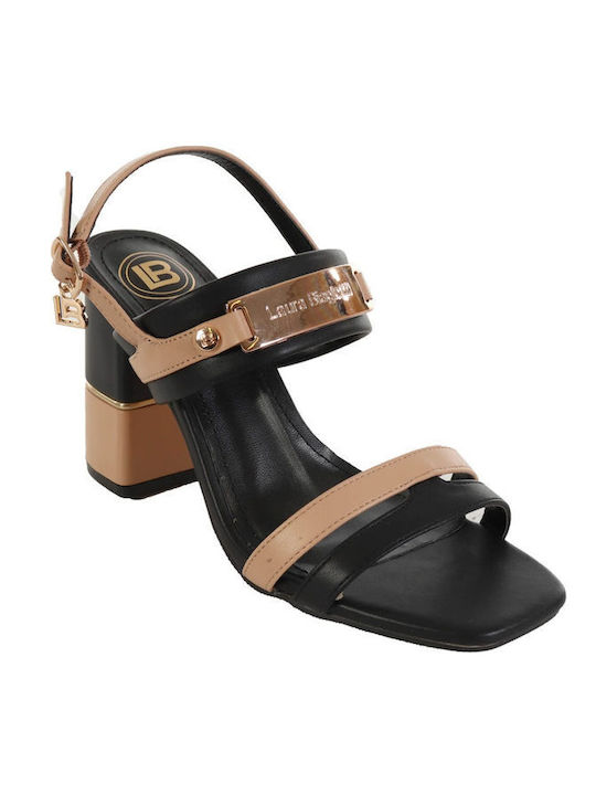 Laura Biagiotti Women's Sandals Black with Chunky High Heel