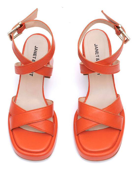 Leder Sandalen Orange