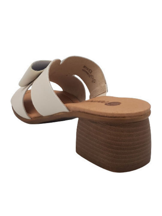 Leder Damen Sandalen Anatomisch in Beige Farbe