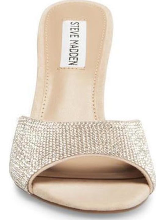 Suede Mules με Λεπτό Ψηλό Τακούνι σε Μπεζ Χρώμα