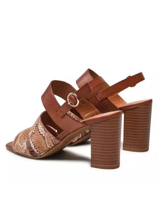 Caprice Leather Women's Sandals Tabac Brown