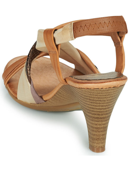 Pouloi Brown Sandals 3515-Comb_Caoba_Beige