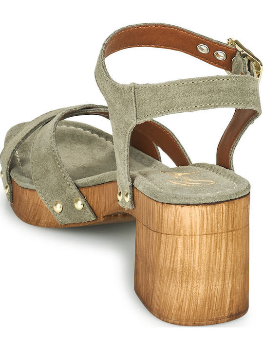 Lolla Leder Damen Sandalen Khaki