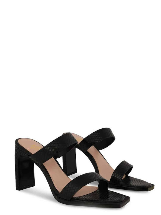 Kat Maconie Synthetic Leather Women's Sandals Black with Chunky High Heel