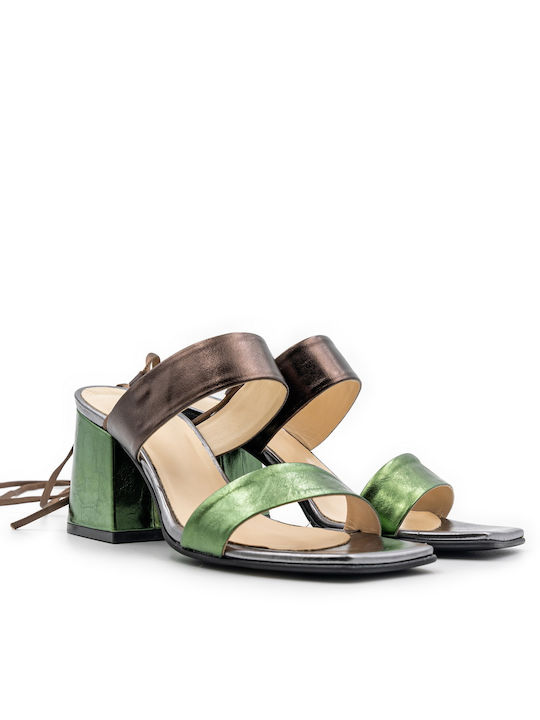 Vavoulas Leather Women's Sandals Green