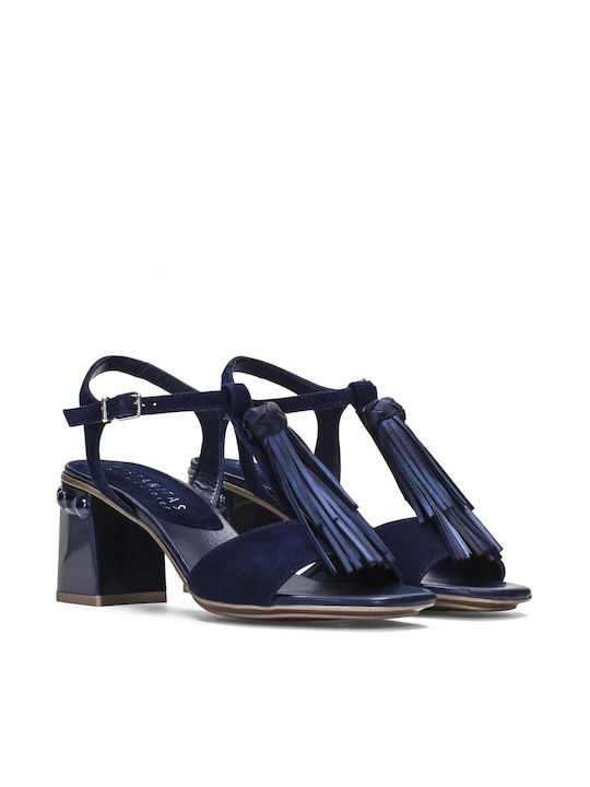 Hispanitas Leather Women's Sandals Navy Blue