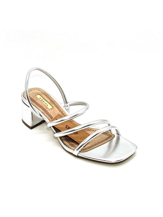 Corina Platform Women's Sandals Silver with Chunky High Heel