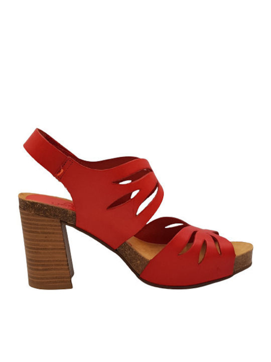 Yokono Anatomic Platform Leather Women's Sandals Red