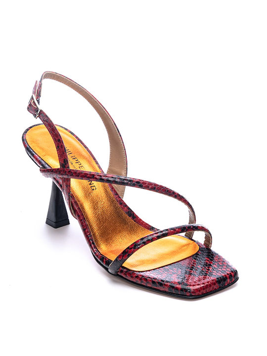 Philippe Lang Piele Sandale dama in Culorea Burgundy