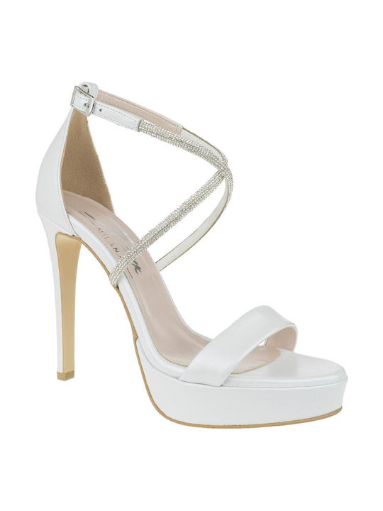 Mark Milan Women's Sandals White with Thin High Heel 2000432201