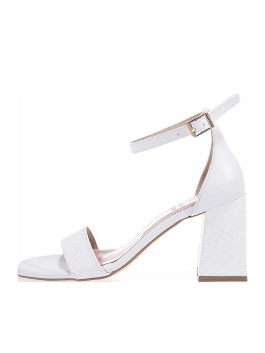 2307-7 Din piele Sandale Albe