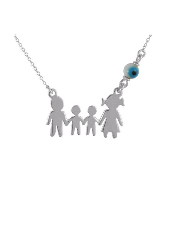 Silver necklace 925 Family Mom, Dad, Boy, Boy, Family Silver necklace 925 Family Mom, Dad, Boy, Boy