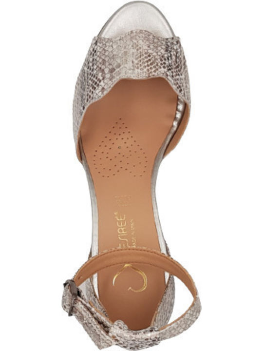 Leder Damen Sandalen Anatomisch in Silber Farbe