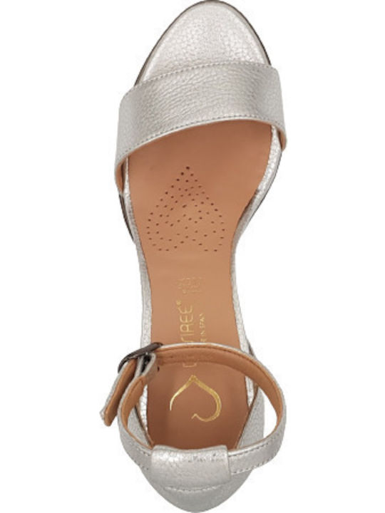Leder Damen Sandalen Anatomisch in Silber Farbe