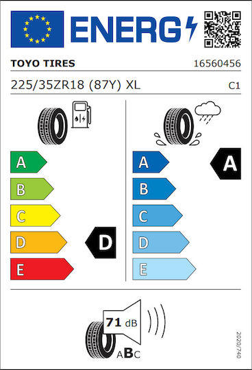 Toyo Proxes 225/35R18 87Y XL Sommerreifen für Passagierauto
