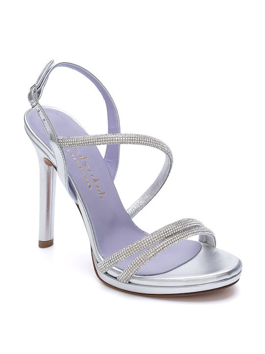 Perlapura Damen Sandalen in Silber Farbe